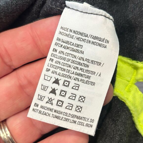 American Eagle Polo Shirt XS Classic Fit Gray Neon Green Logo Preppy Retro 2010 - Picture 4 of 8